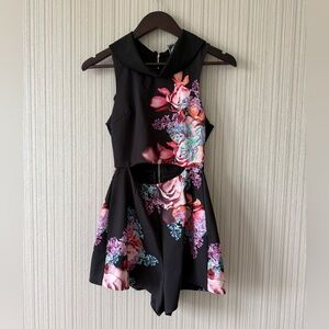 Angel Biba Black Dress with Subtle Red Floral Accent